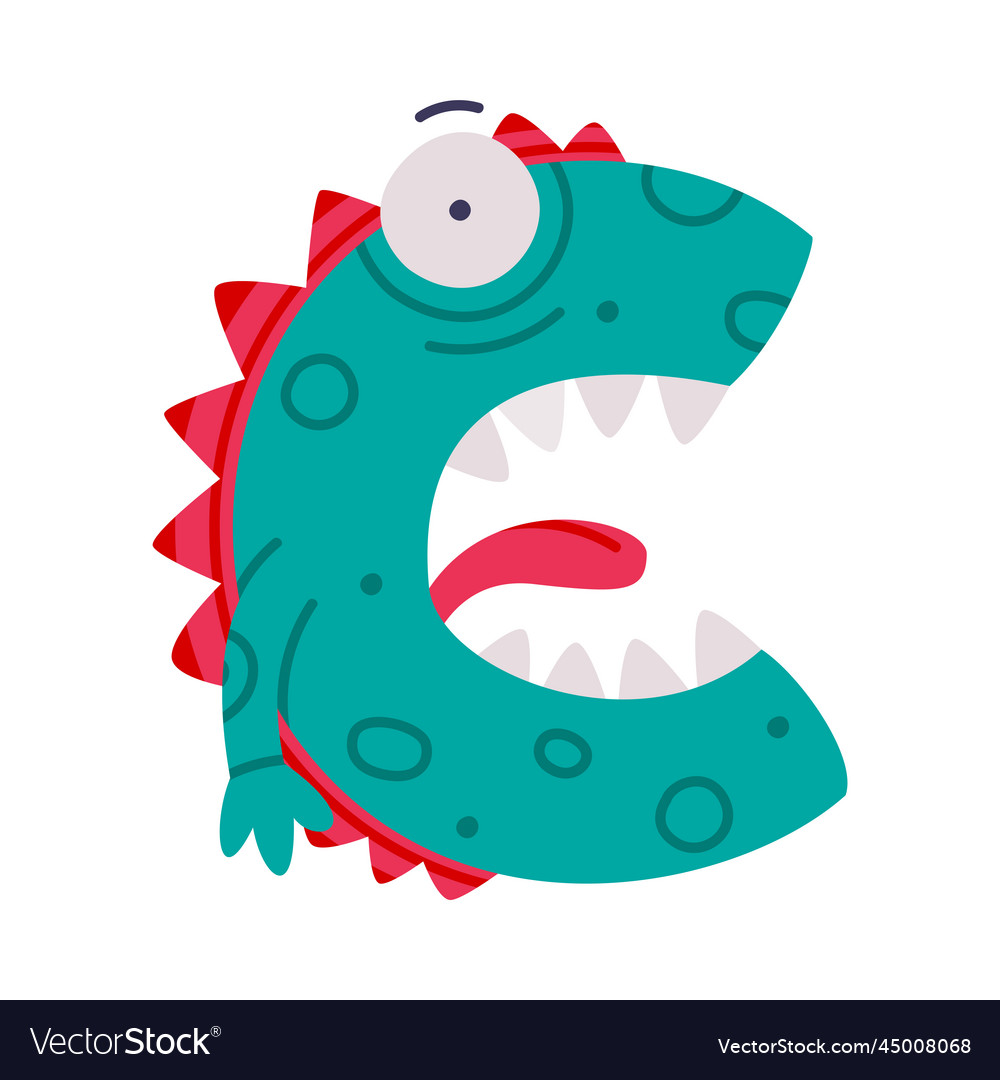 Monster alphabet with capital letter c with horn Vector Image