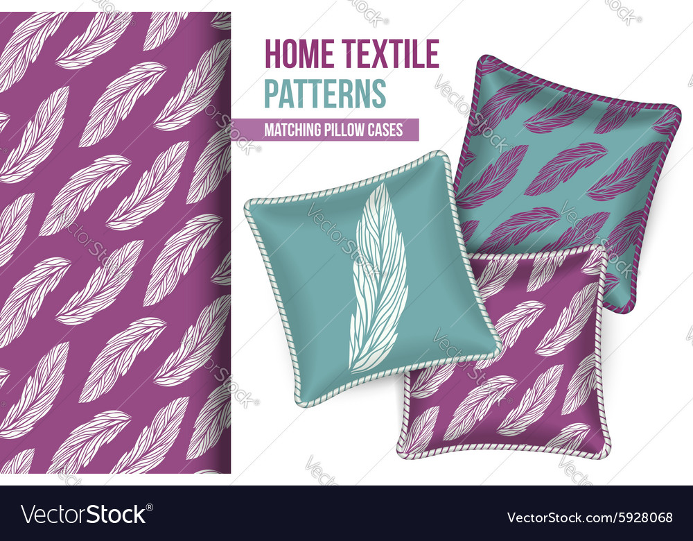 Pattern And Set Of Decorative Pillows Royalty Free Vector