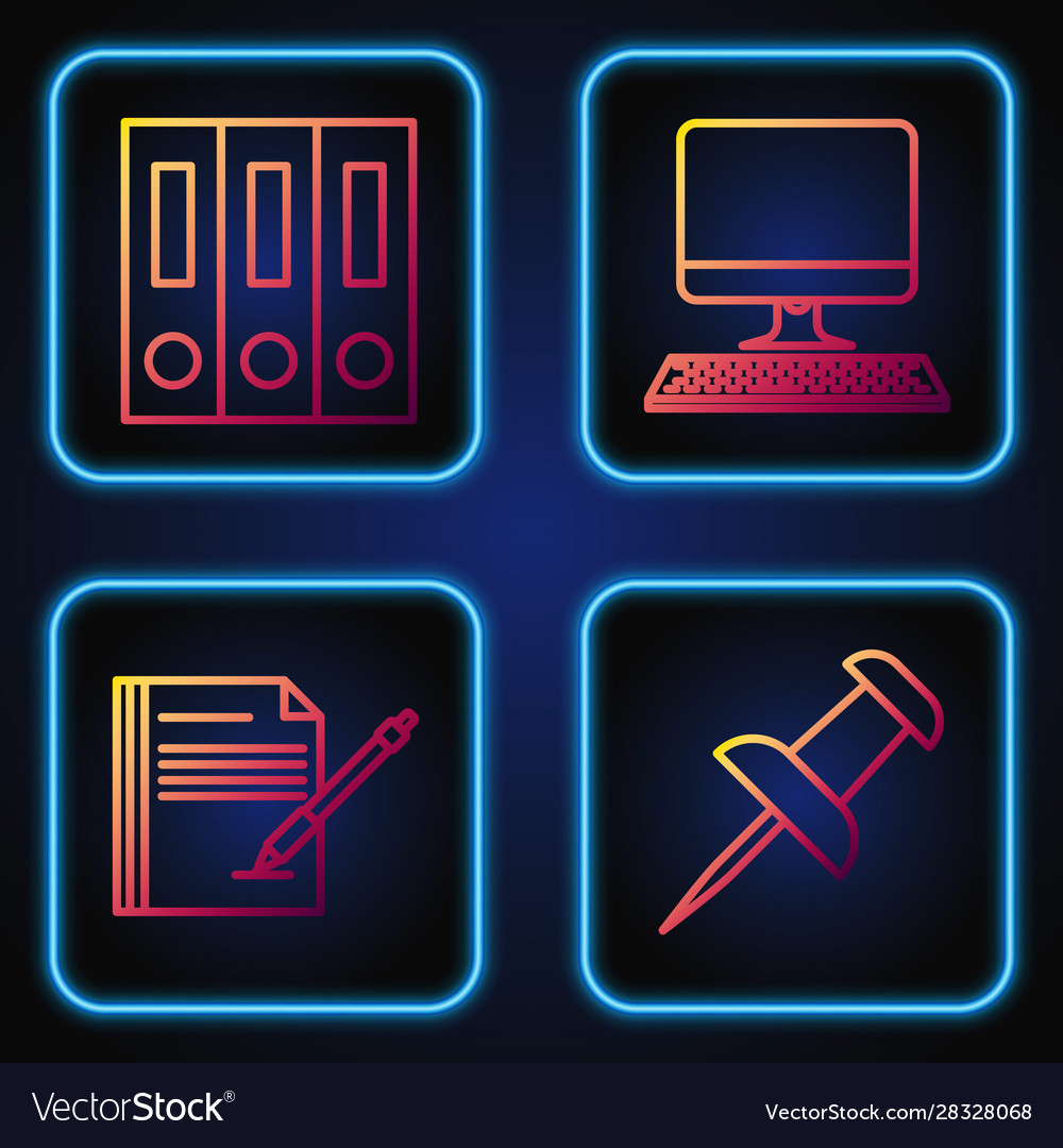 Set line push pin blank notebook and pen office vector image Set line push pin blank notebook and pen office
