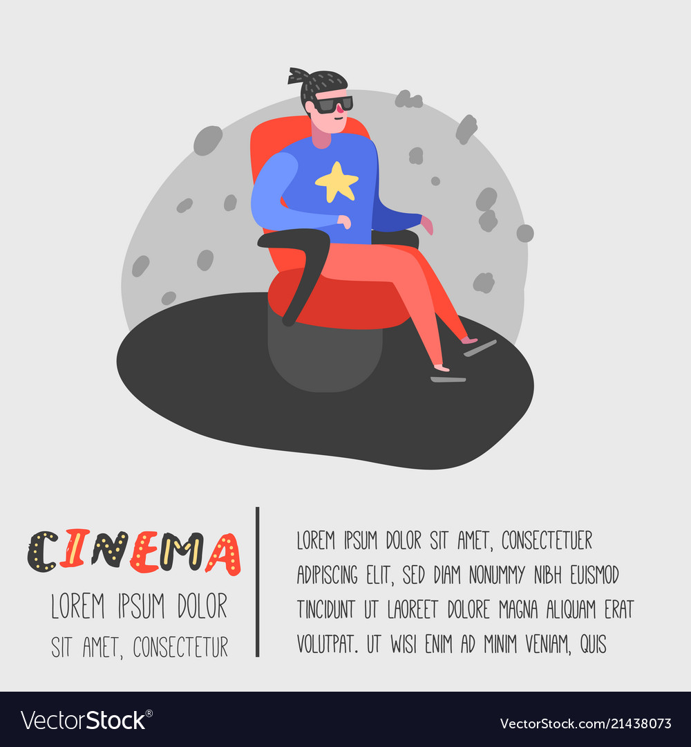 Cartoon man watching movie in the cinema Vector Image Cartoon man watching movie in the cinema Vector Image