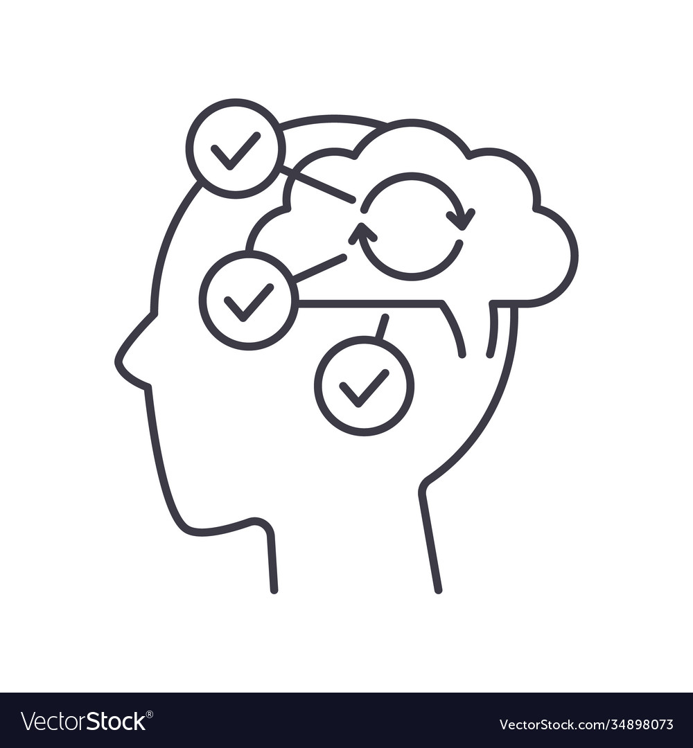 Cognitive process icon linear isolated vector image Cognitive process icon linear isolated