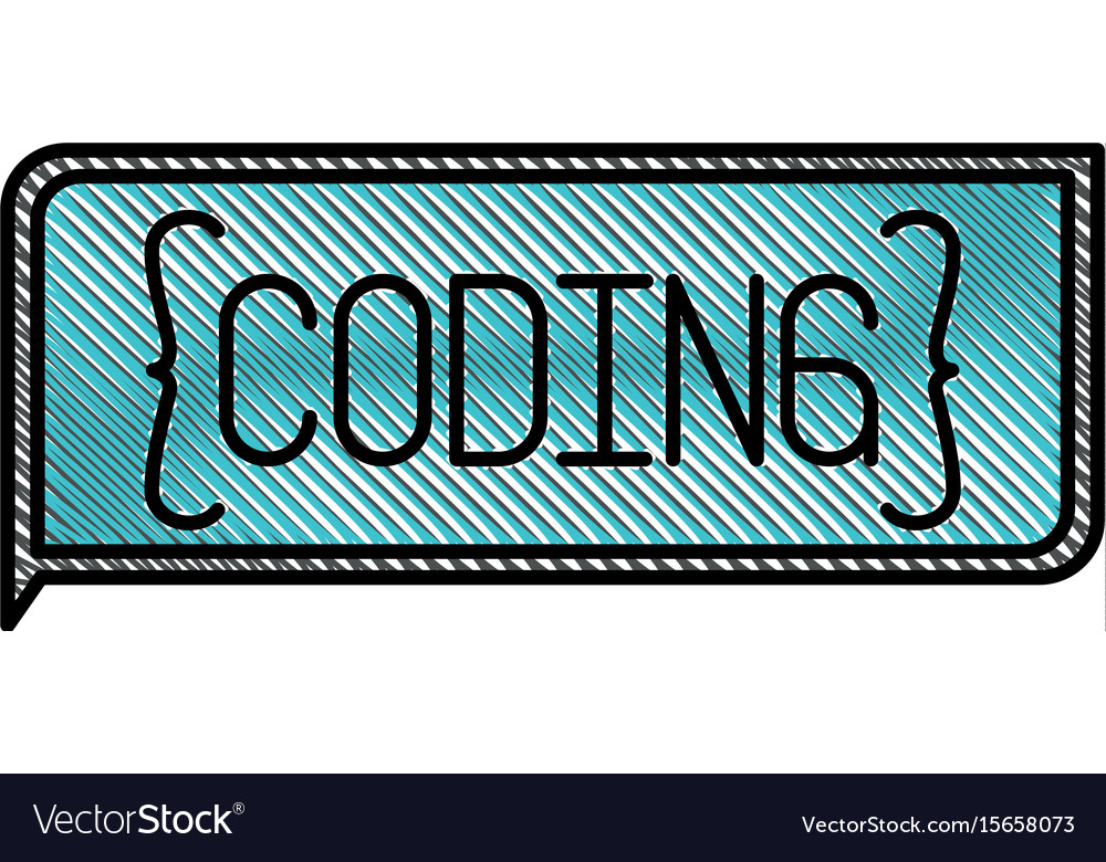 Colored pencil silhouette of rectangle text coding