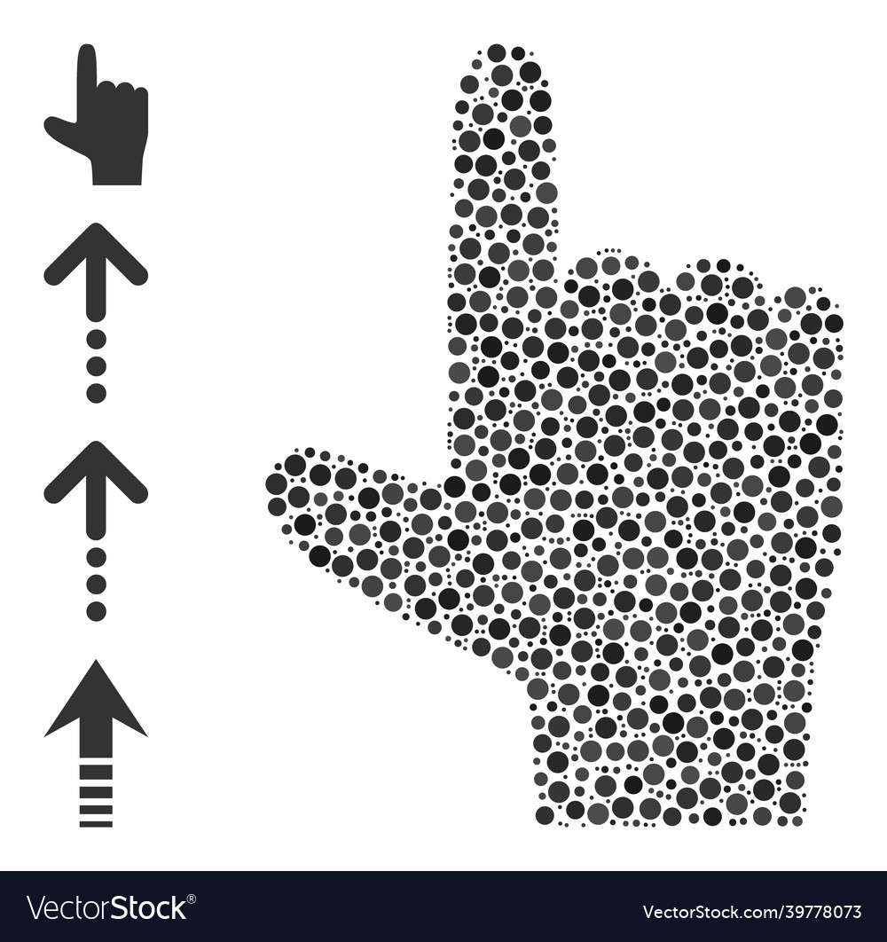 Dotted hand pointer up composition of rounded dots