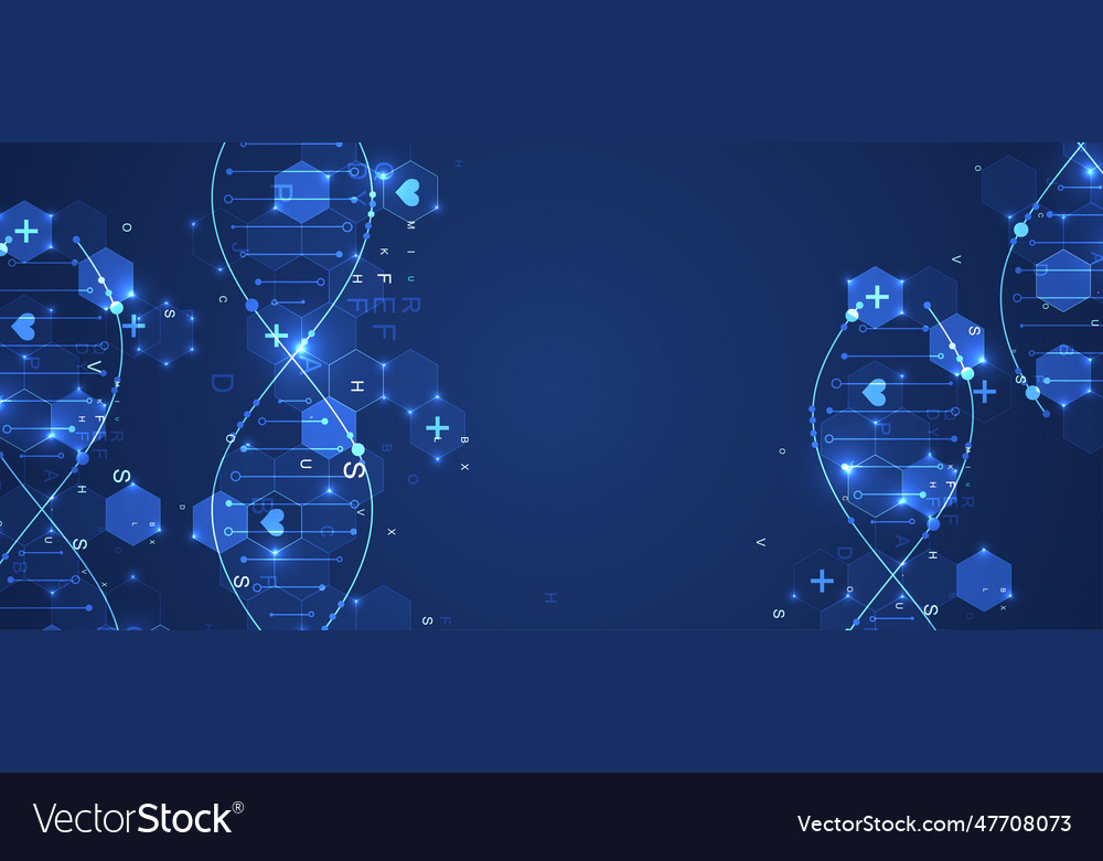 Glowing neon dna chain biotechnology biochemistry Vector Image