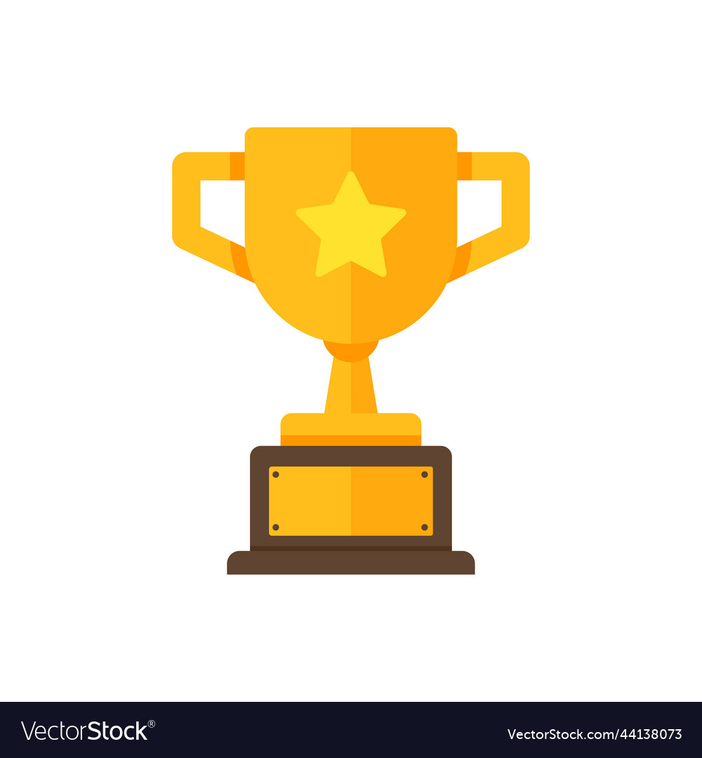 Golden trophy with engraved nameplate symbol Vector Image