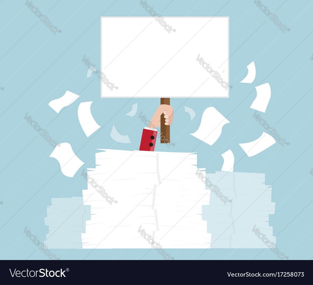Hand Holding Blank Board with Documents