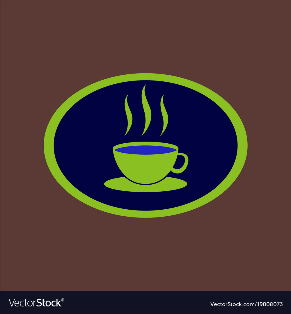 Icon in flat design logo coffee cup Royalty Free Vector