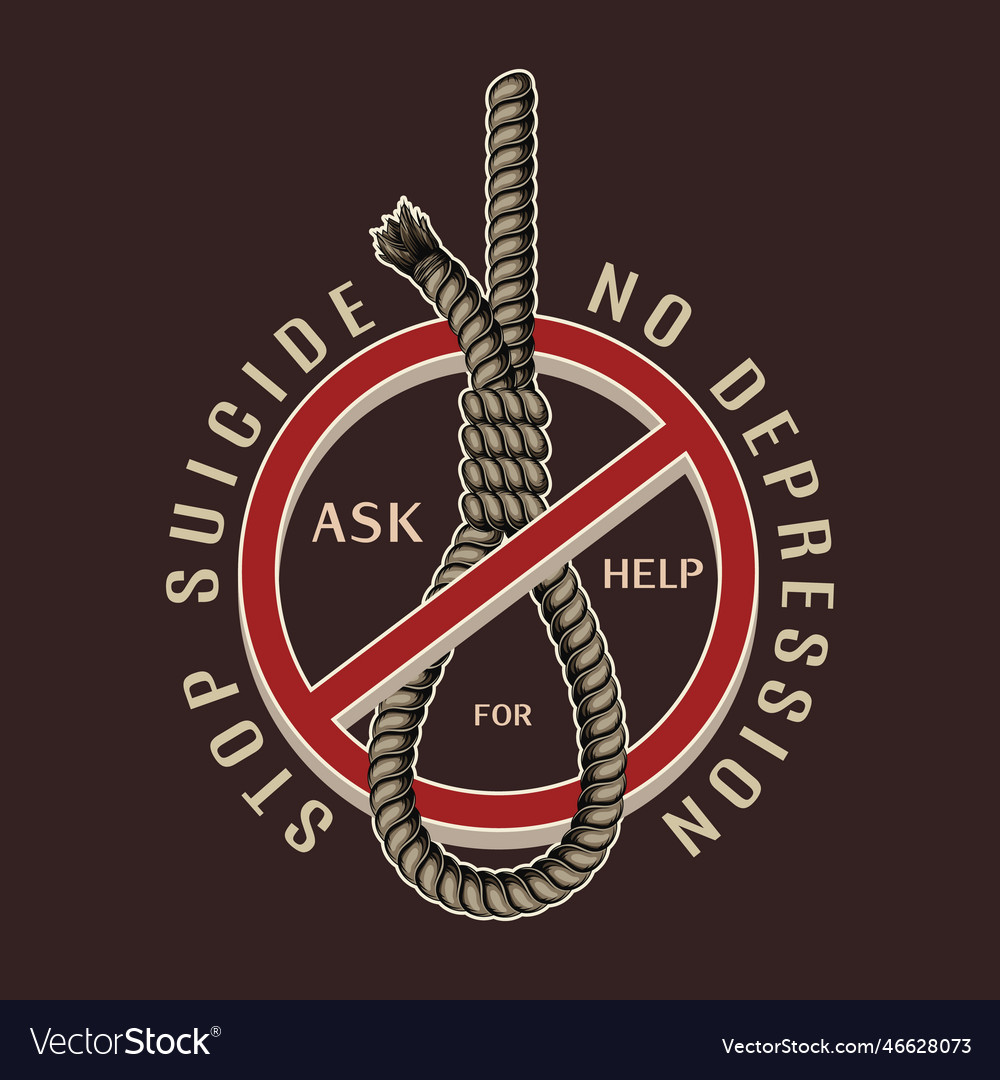 Label with rope noose in a stop sign text