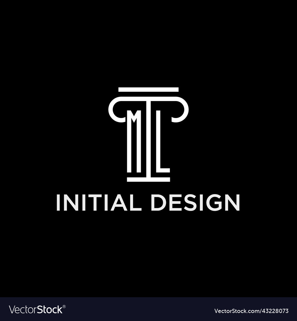 Ml monogram initial logo with pillar shape icon Vector Image Ml monogram initial logo with pillar shape icon