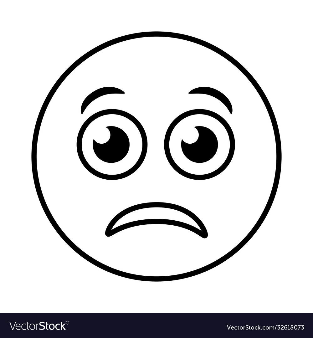 Sad emoji face classic line style icon Royalty Free Vector