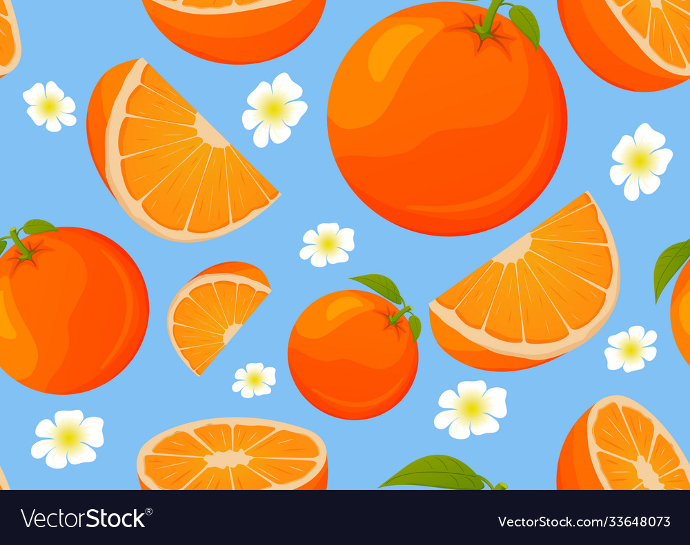 Seamless pattern with orangetropical fruit