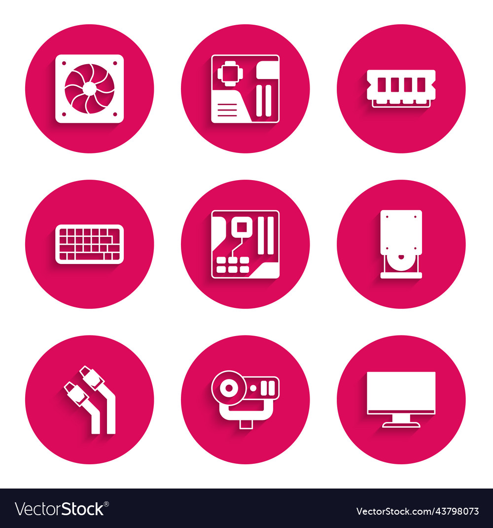 Set motherboard digital chip web camera computer vector image Set motherboard digital chip web camera computer