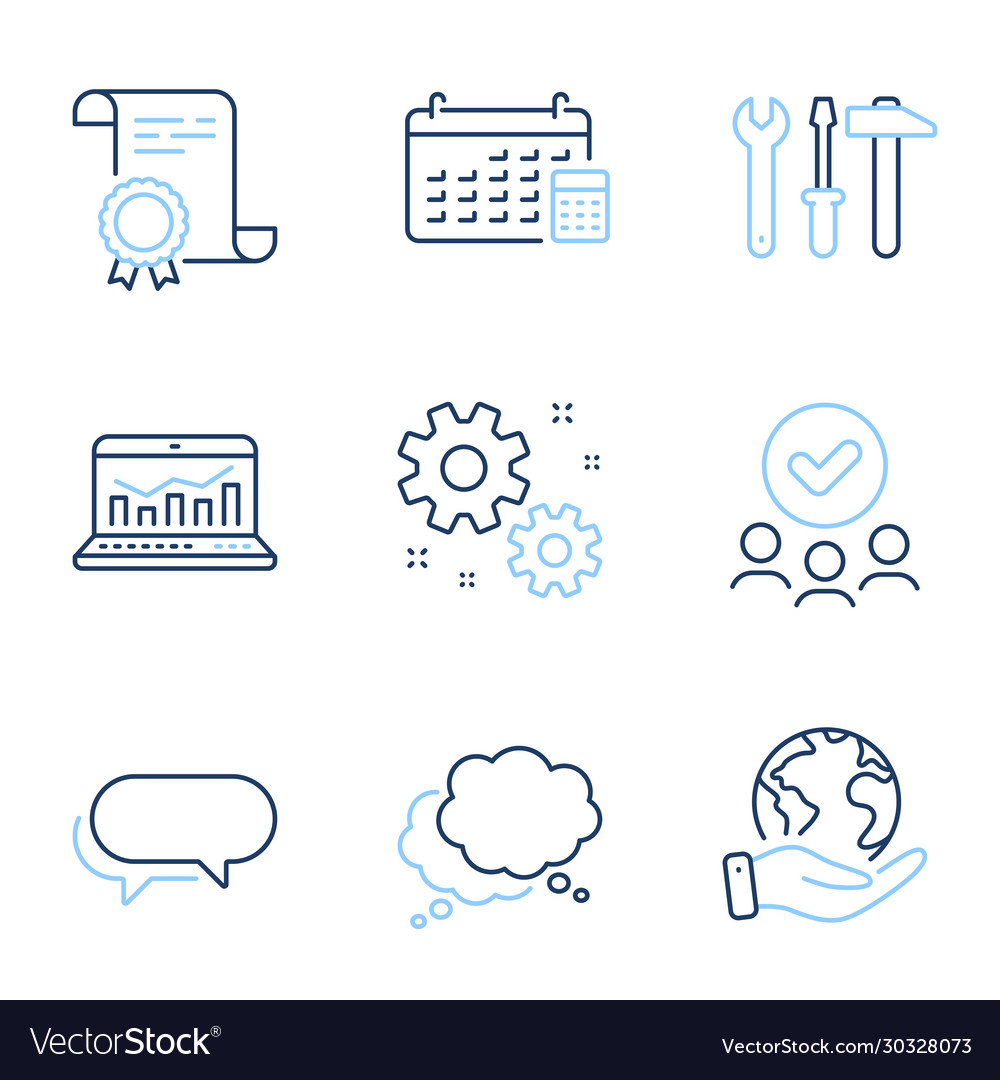 Spanner tool work and speech bubble icons set Vector Image Spanner tool work and speech bubble icons set