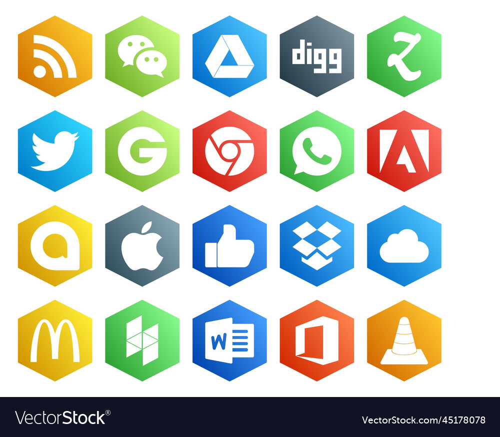 20 social media icon pack including mcdonalds