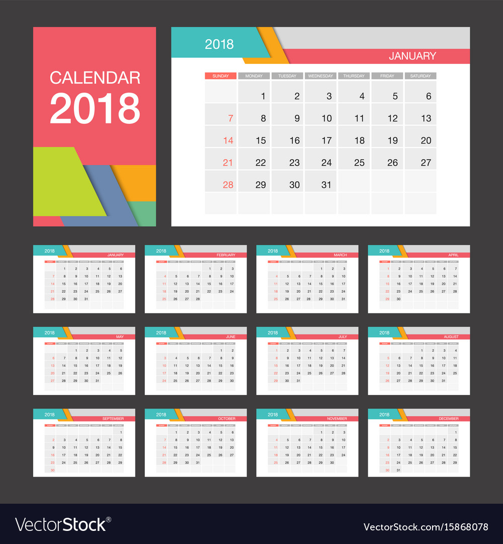 2018 calendar desk modern design