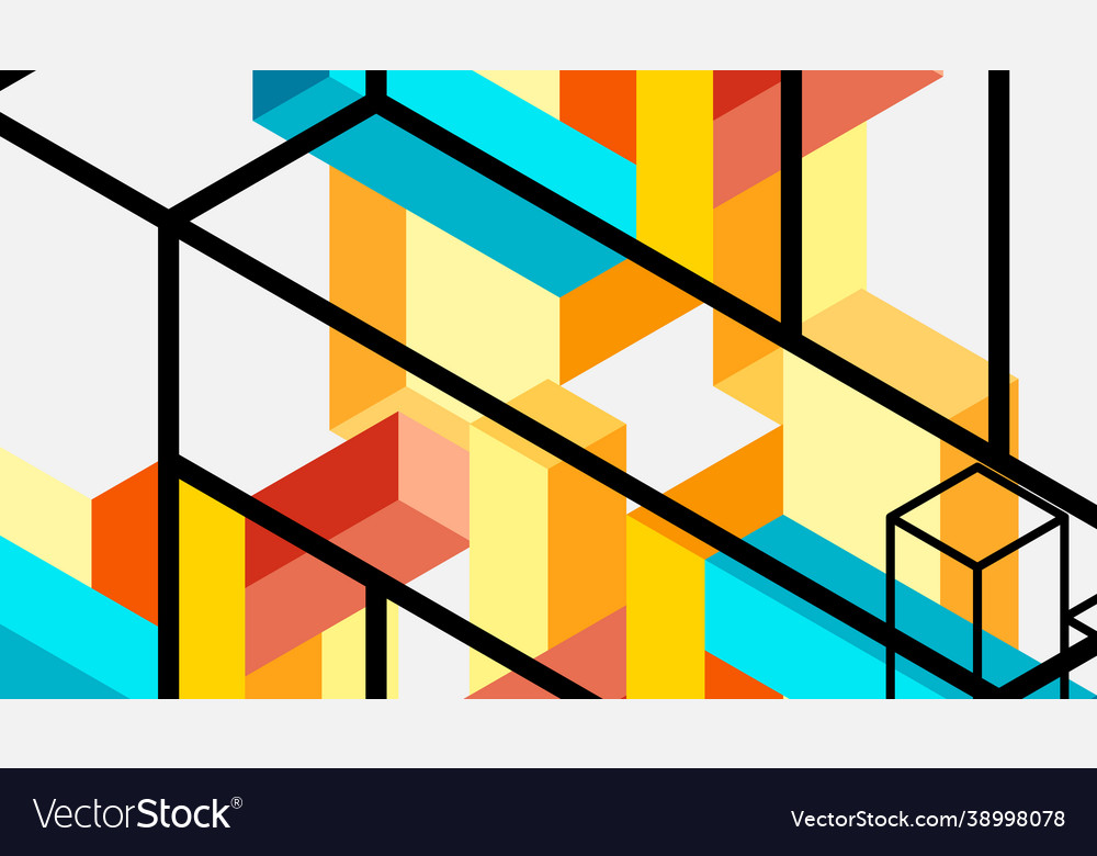 Abstract background 3d cubes cubic elements vector image Abstract background 3d cubes cubic elements