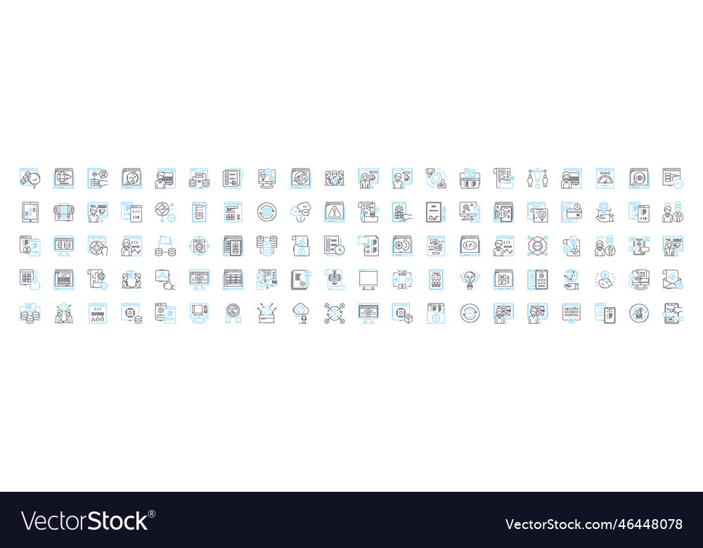 App development line icons set vector image App development line icons set