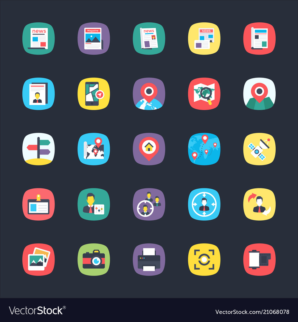 Bundle of app flat icons