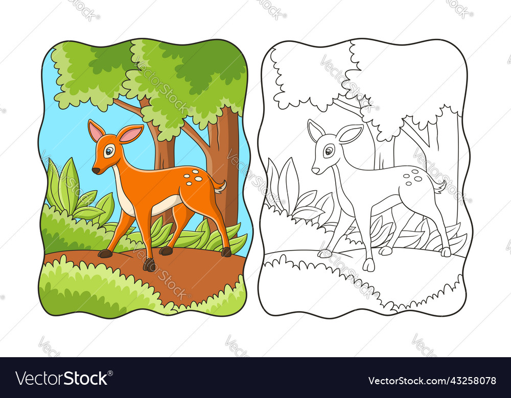 Cartoon deer walking during the day in forest