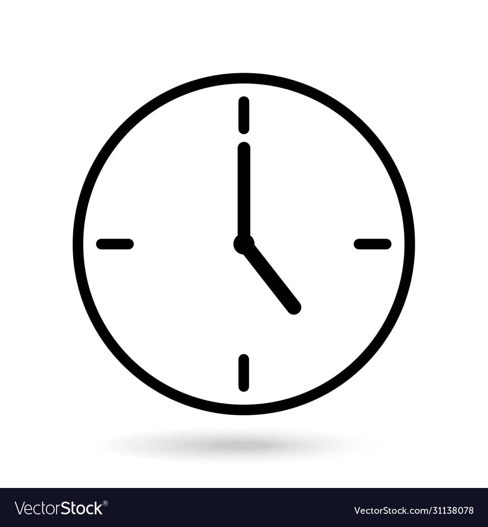 Clock showing five hours isolated white background vector image Clock showing five hours isolated white background