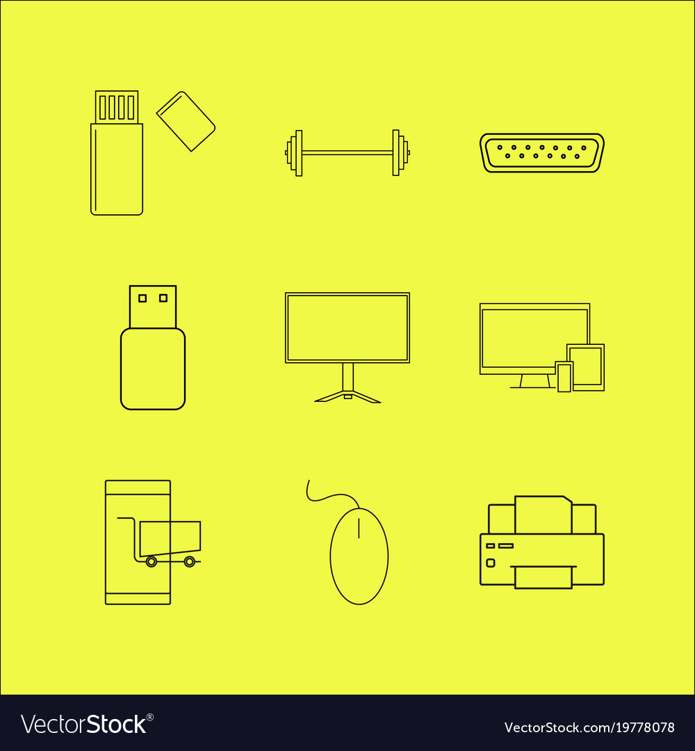 Devices linear icon set simple outline icons