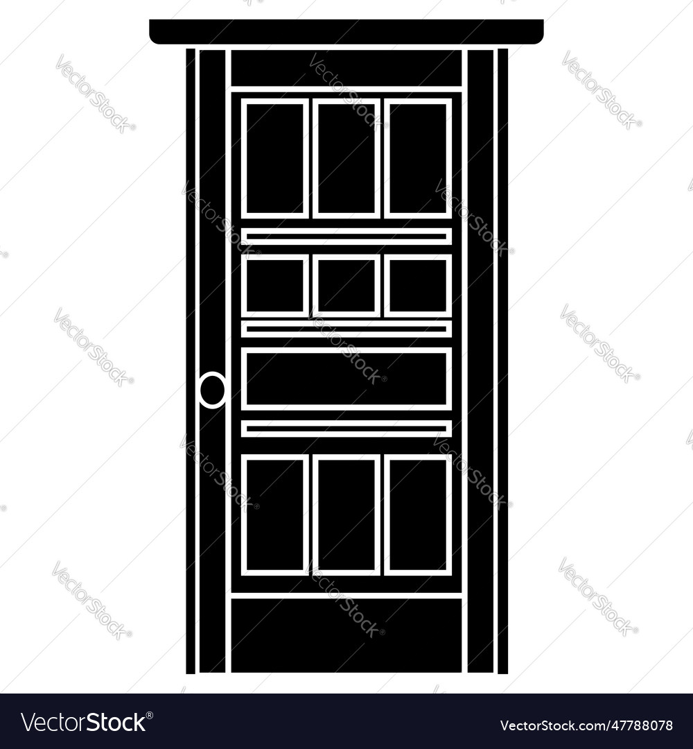 Door silhouette with round doorknob isolated Vector Image