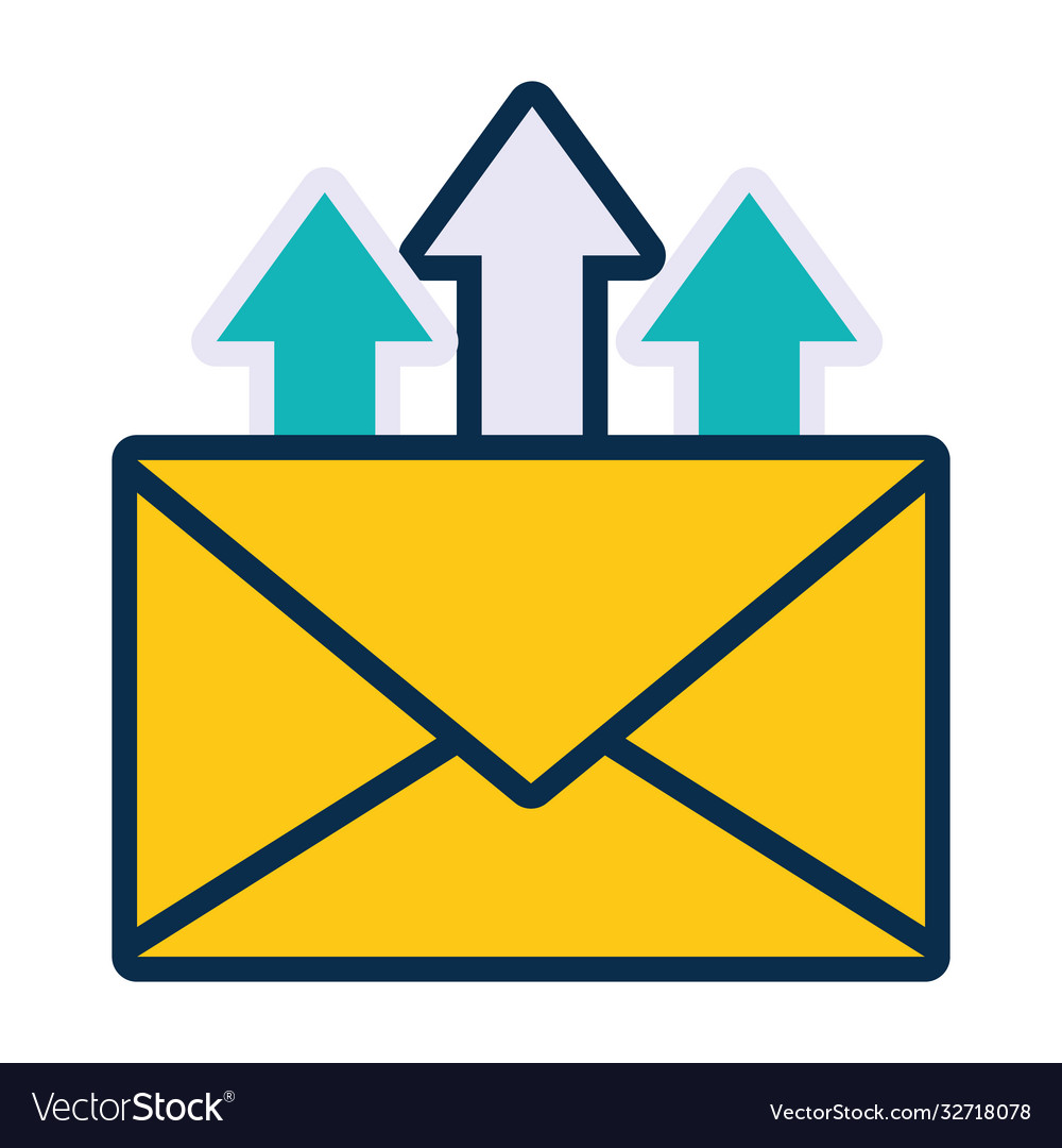 Envelope with upload arrows line and fill style