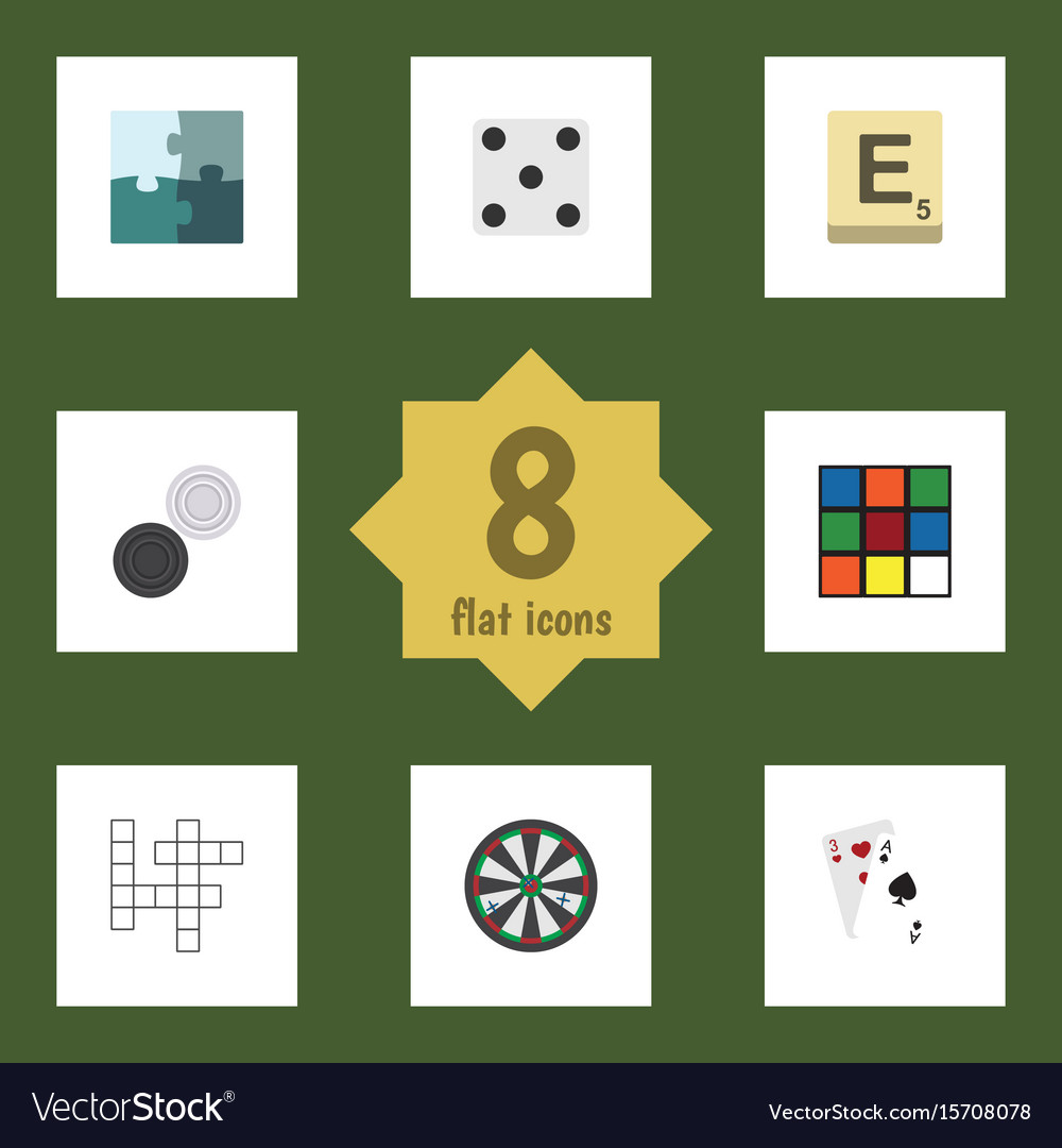 Flat icon play set of cube backgammon mahjong