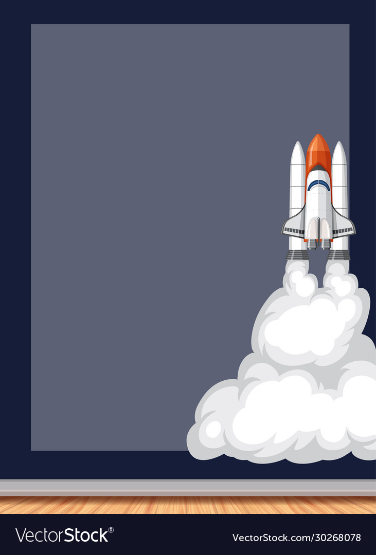 Frame design template with spaceship flying vector image Frame design template with spaceship flying