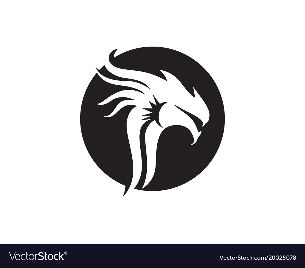 Head dragon flat color logo template