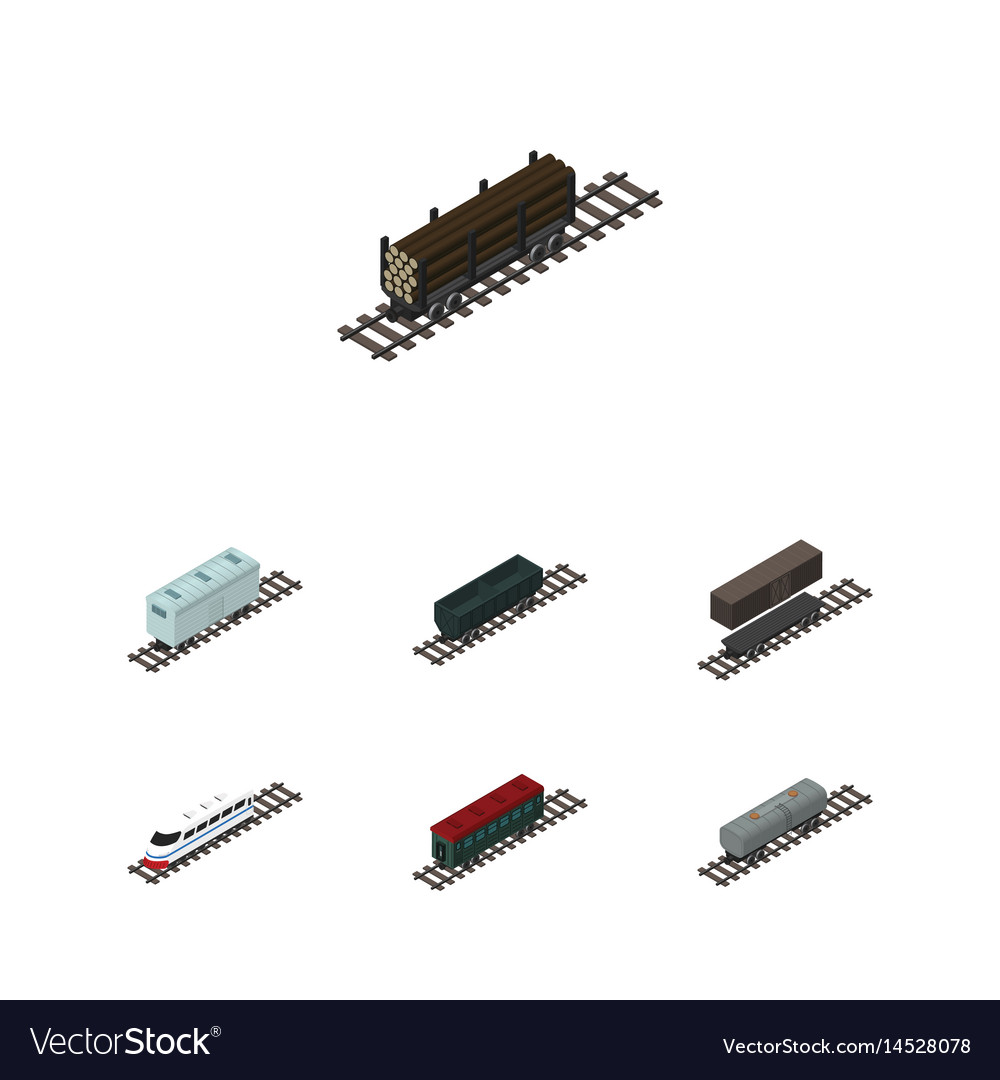 Isometric wagon set of carbon railway container