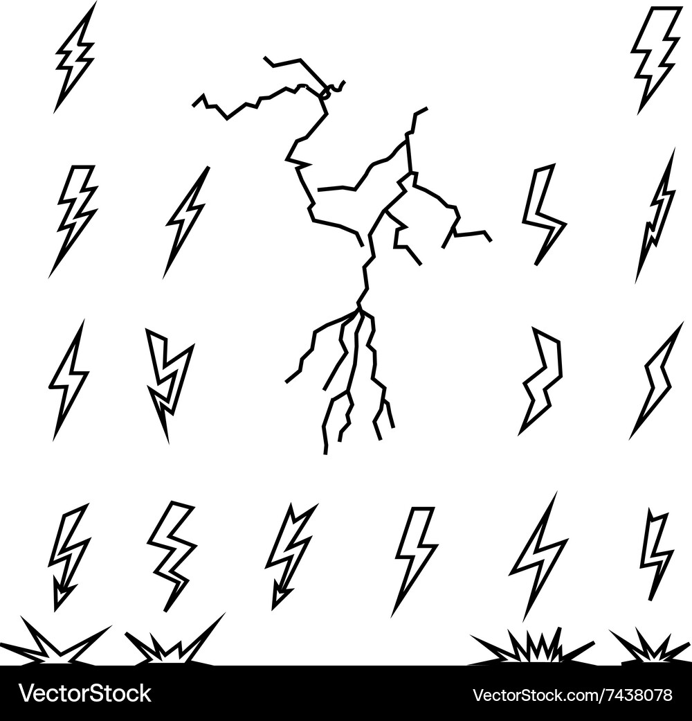 Lightning bolt set Royalty Free Vector Image - VectorStock