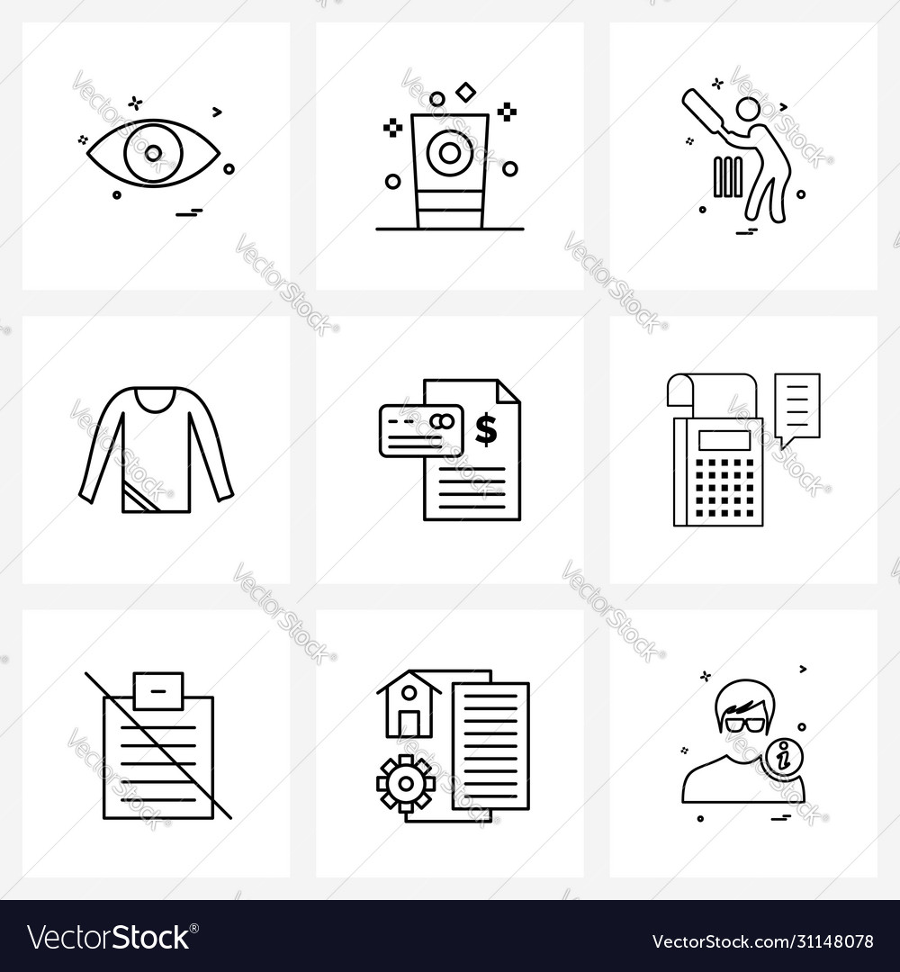 Modern style set 9 line pictograph grid based