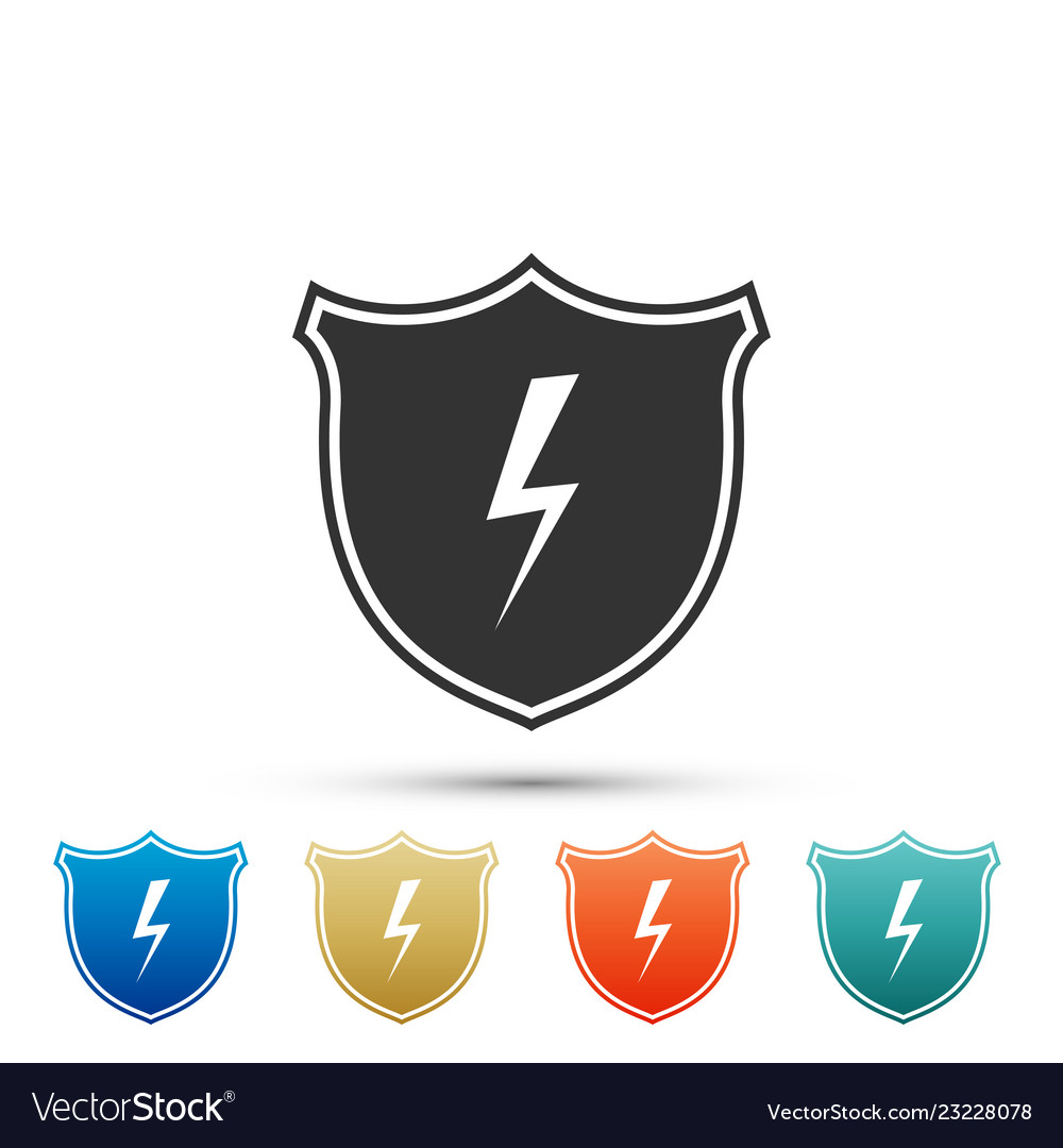 Secure shield with lightning icon isolated Vector Image Secure shield with lightning icon isolated