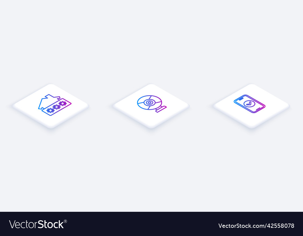 Set isometric line house with password security vector image Set isometric line house with password security