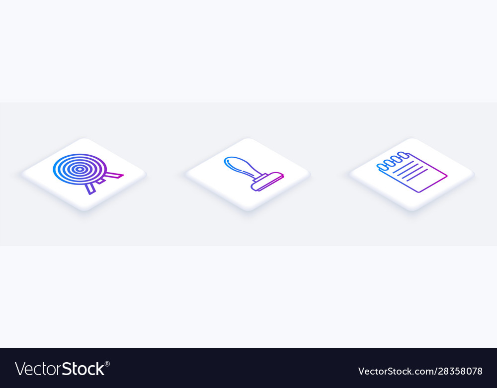 Set isometric line target stamp and notebook