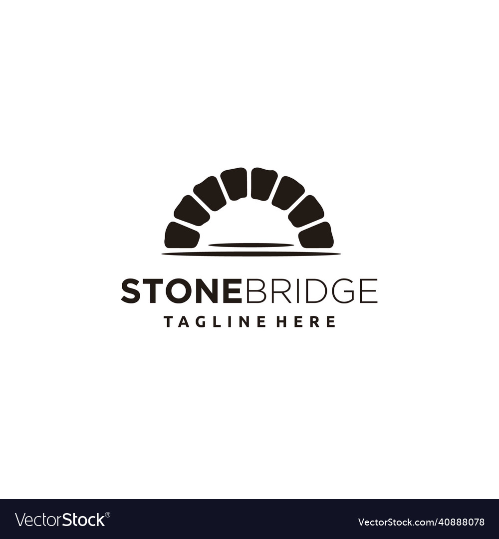 Simple canal waterway stone bridge logo design vector image Simple canal waterway stone bridge logo design