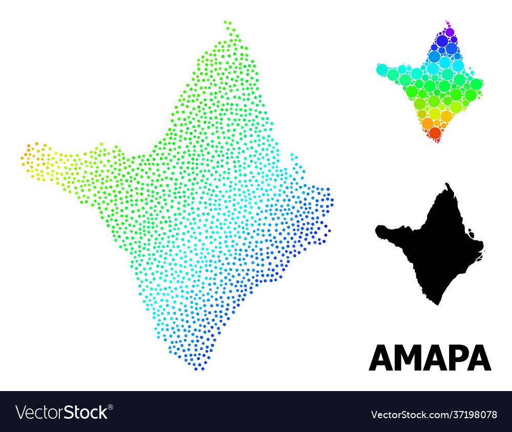 Wire frame polygonal map amapa state with red