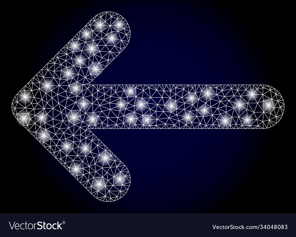 Bright web mesh left arrow with lightspots vector image Bright web mesh left arrow with lightspots