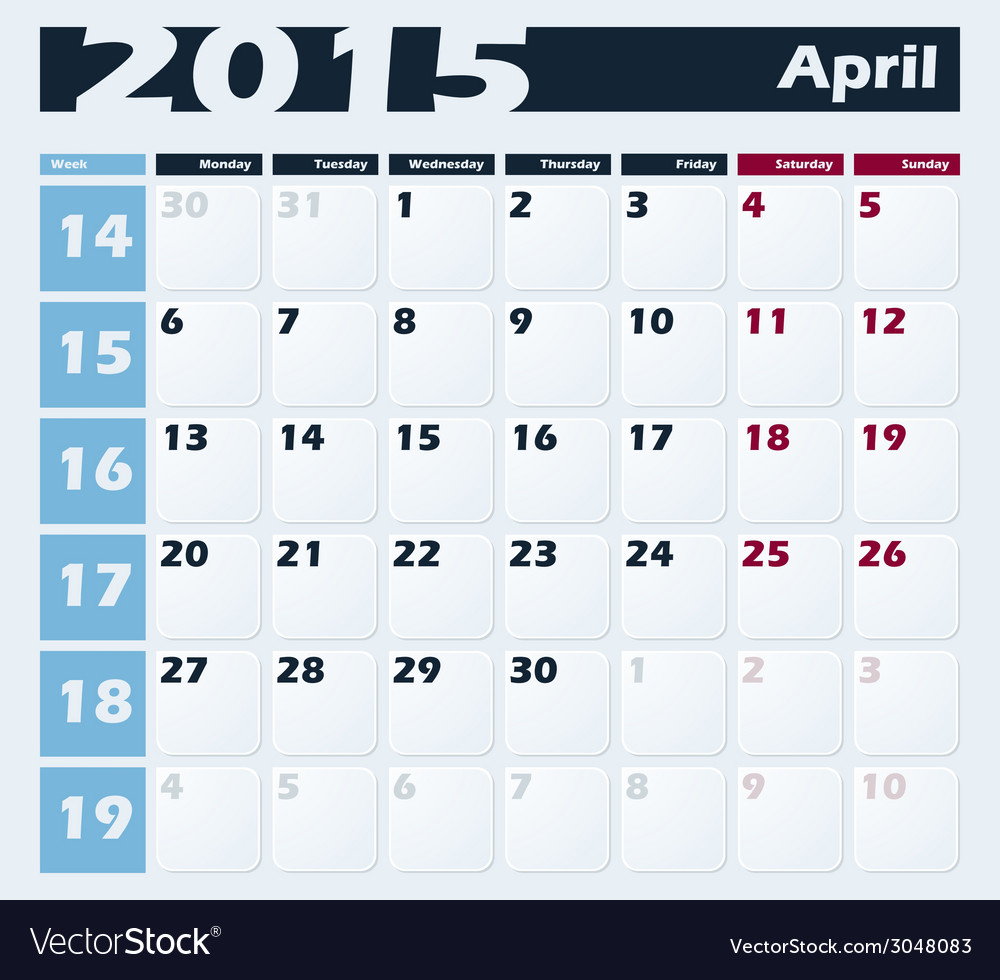 calendar 2015 april design template royalty free vector april calendar 2015 template