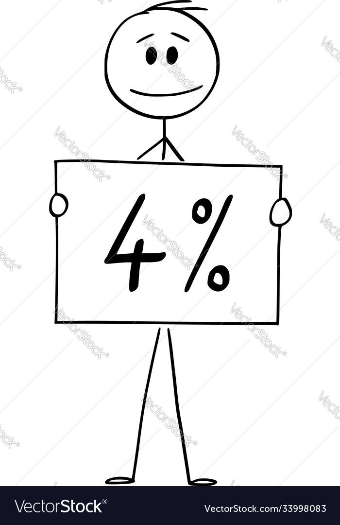 Cartoon man or businessman holding 4 four