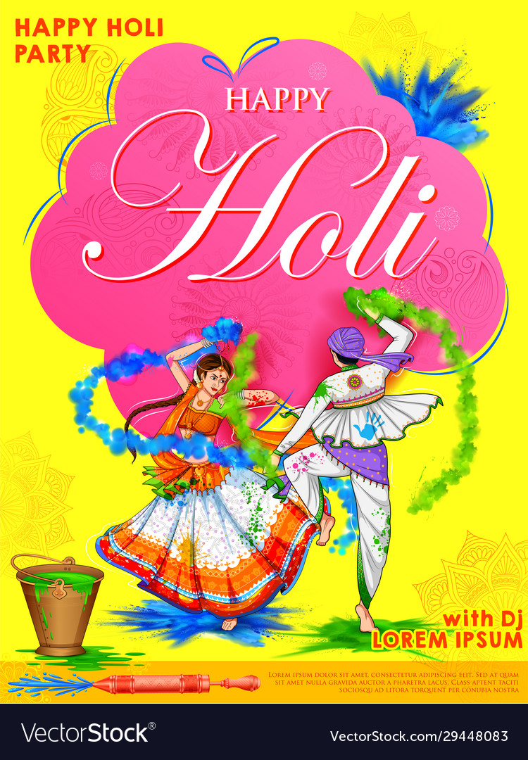 Colorful happy holi background for festival Vector Image