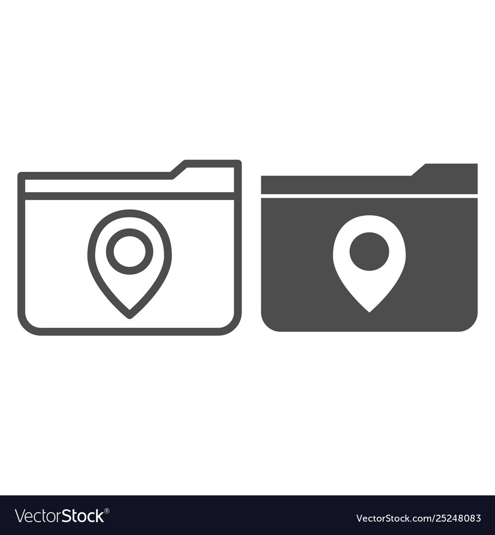 Folder with a map mark line and glyph icon vector image Folder with a map mark line and glyph icon