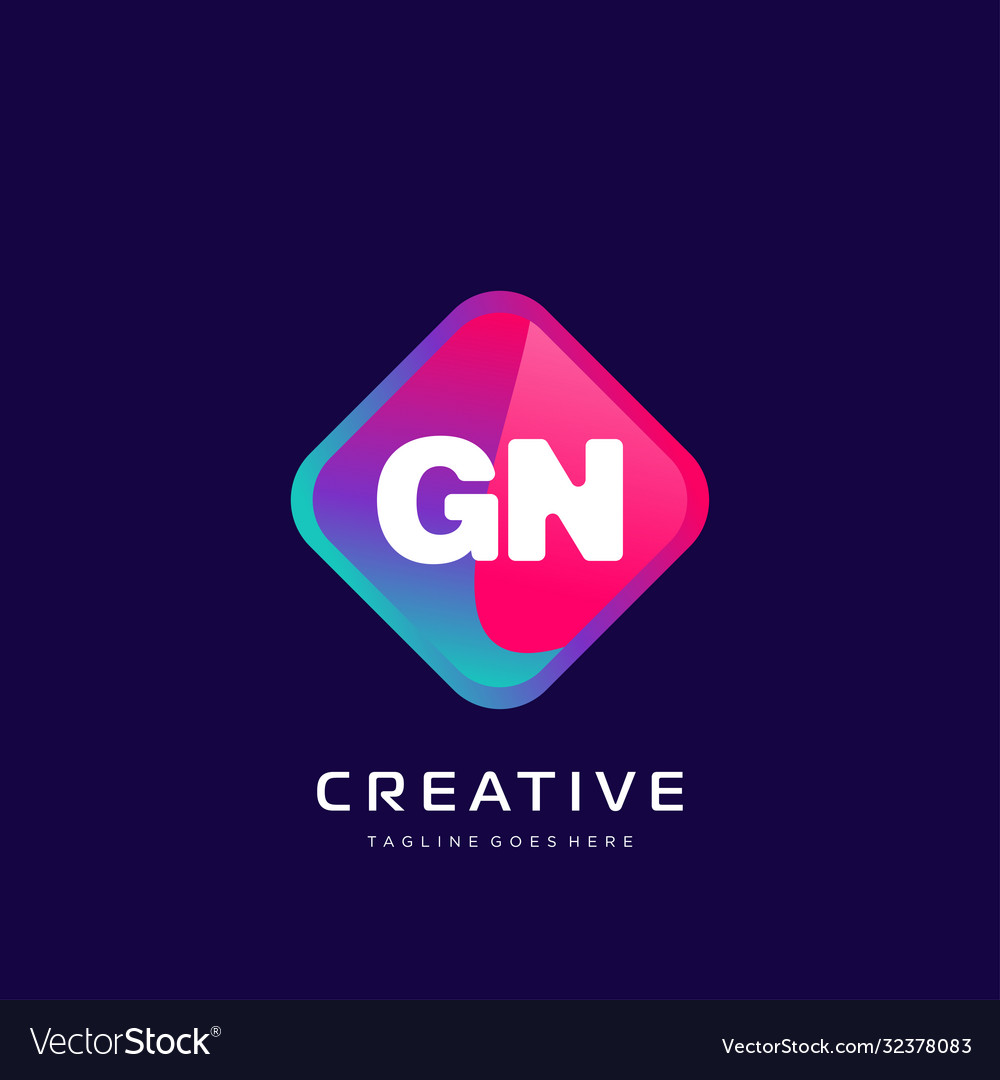 Gn initial logo with colorful template