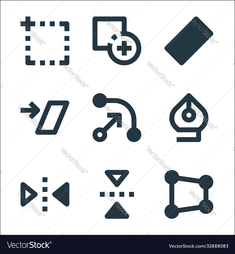 Graphic design line icons linear set quality vector image Graphic design line icons linear set quality