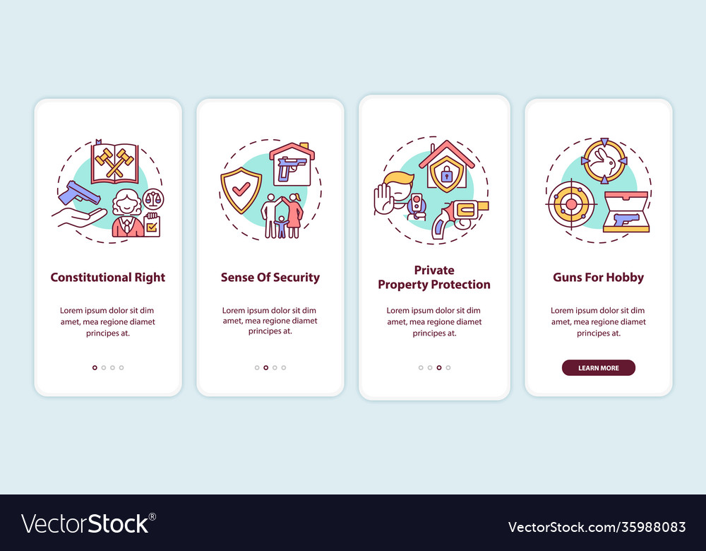 Gun rights onboarding mobile app page screen