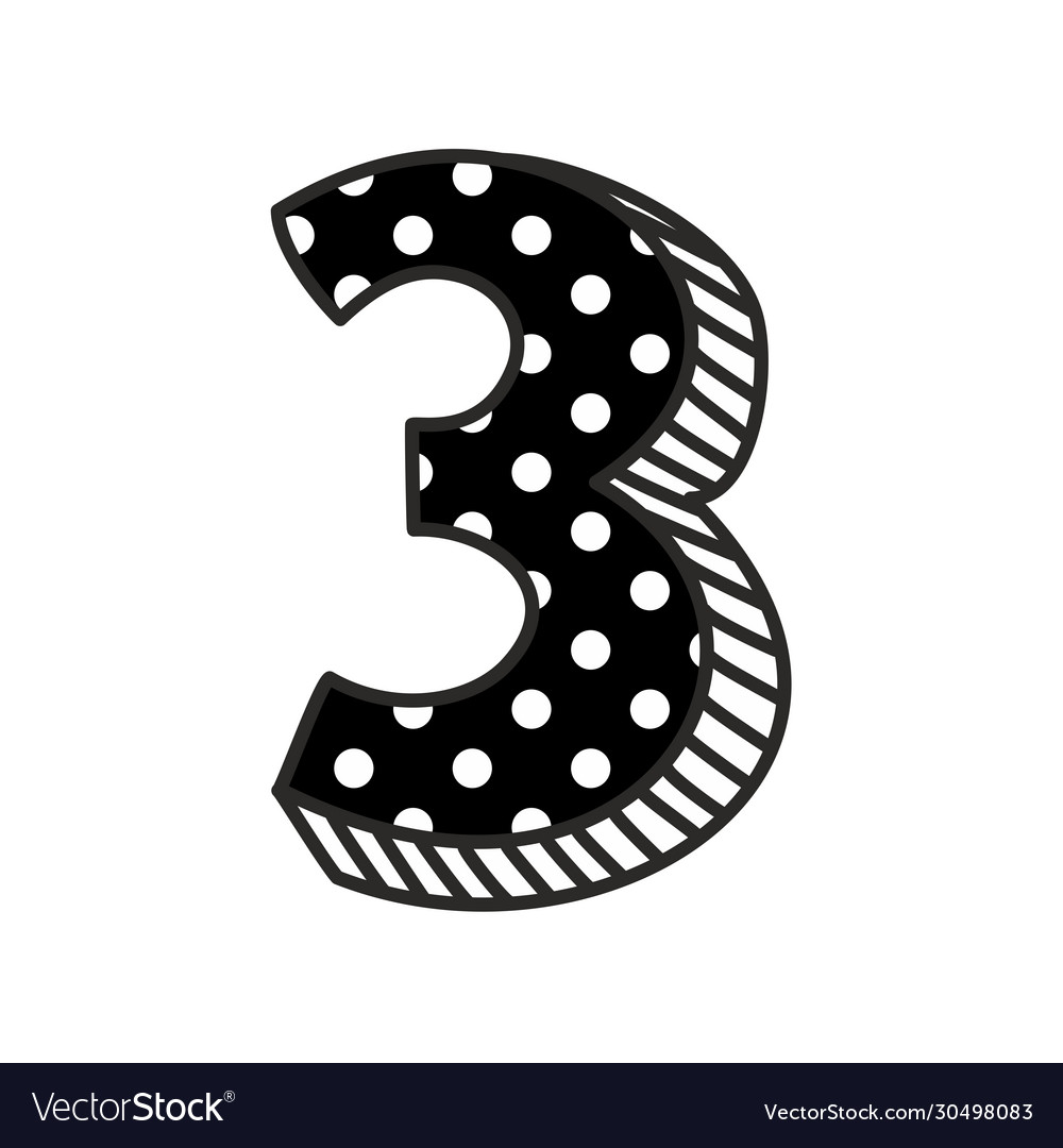 hand-drawn-number-three-with-polka-dots-royalty-free-vector