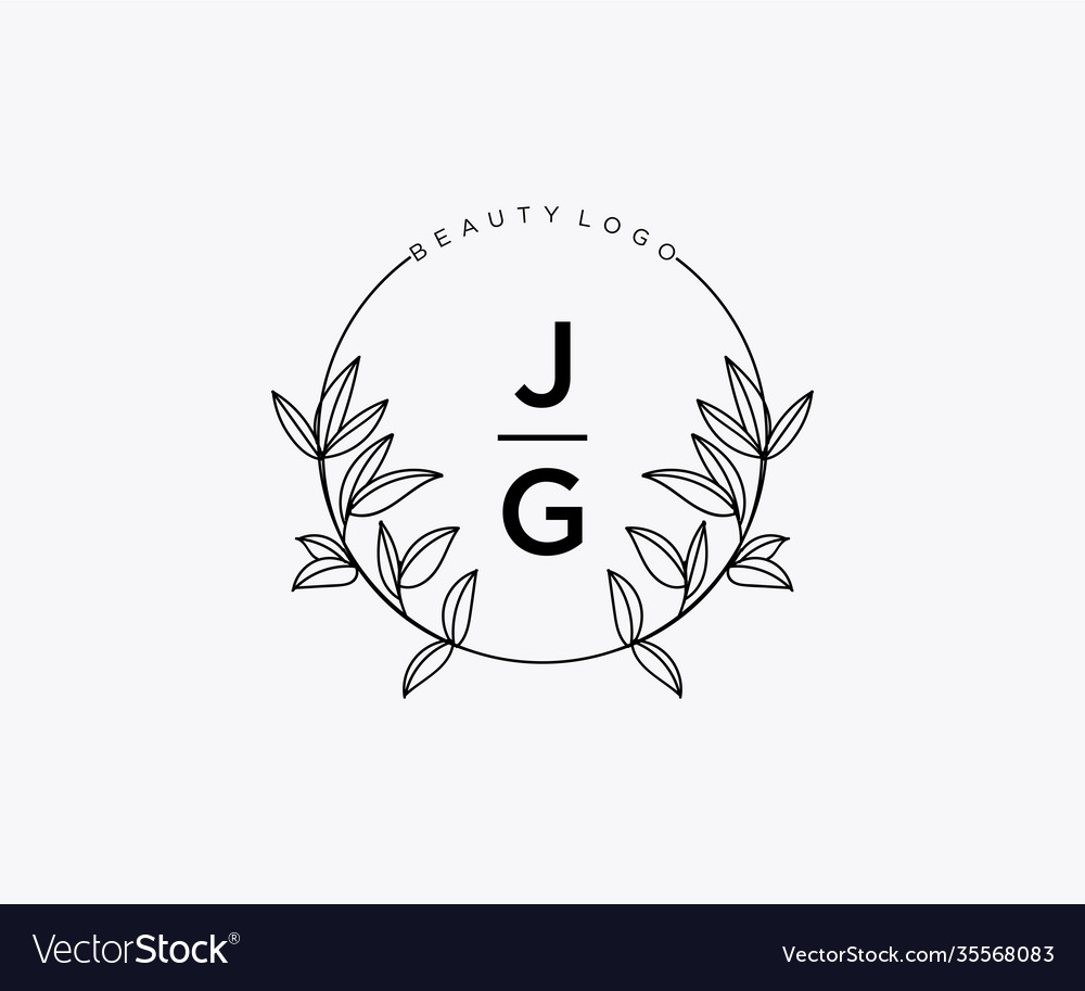 Initial jg letters beautiful floral feminine Vector Image