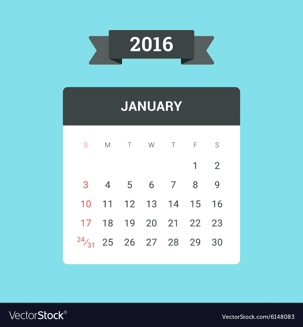 January 2016 calendar Royalty Free Vector Image