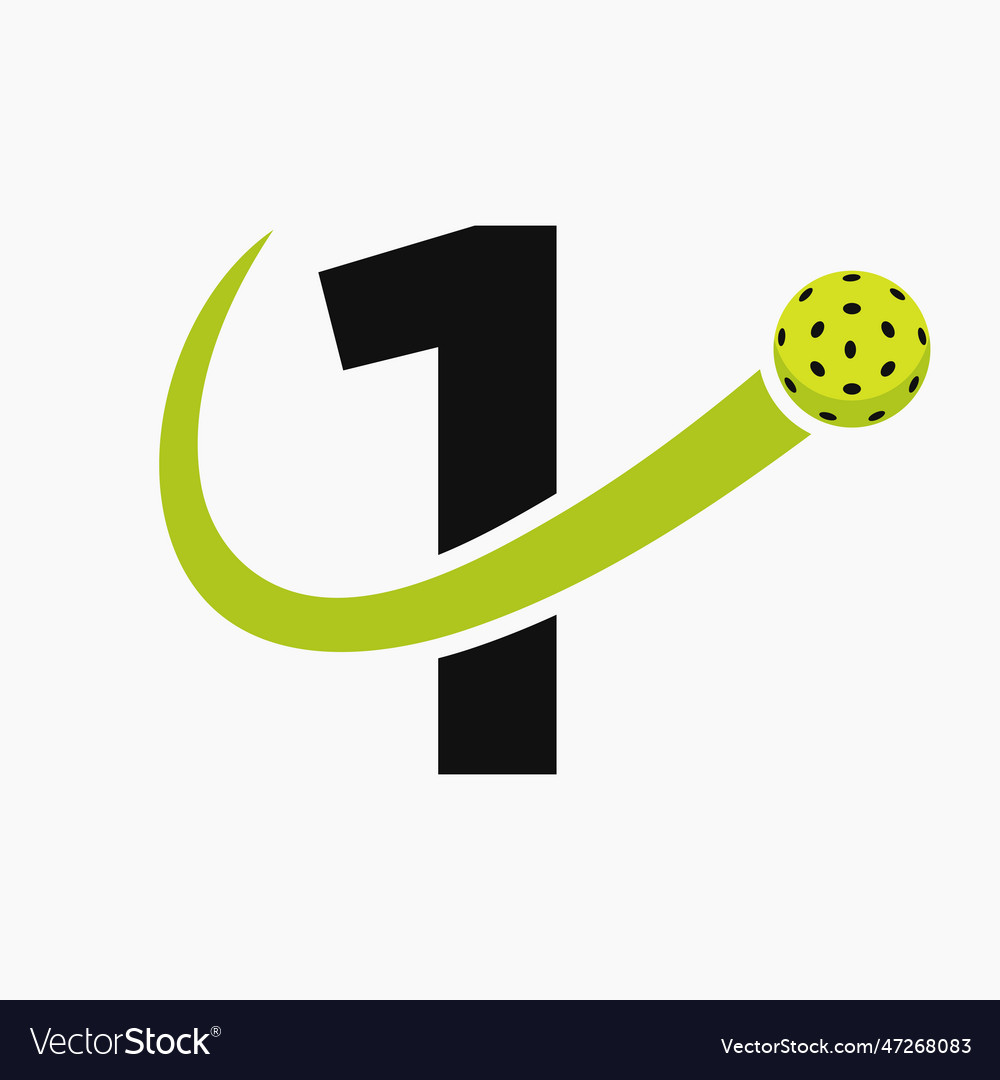 Letter 1 Pickleball Logo Konzept mit Bewegung